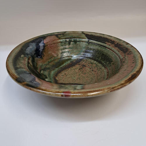 Click to view detail for #260215 Serving Bowl Green & Mauve $22